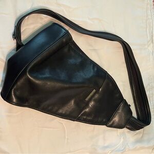 Black Leather Sling Bag